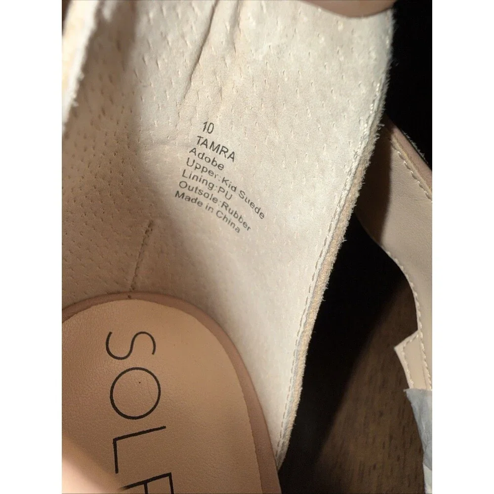 SOLE SOCIETY Tamra Adobe Kid Suede Heels Women’s Size 10 | Gold Buckle | 3” Heel
